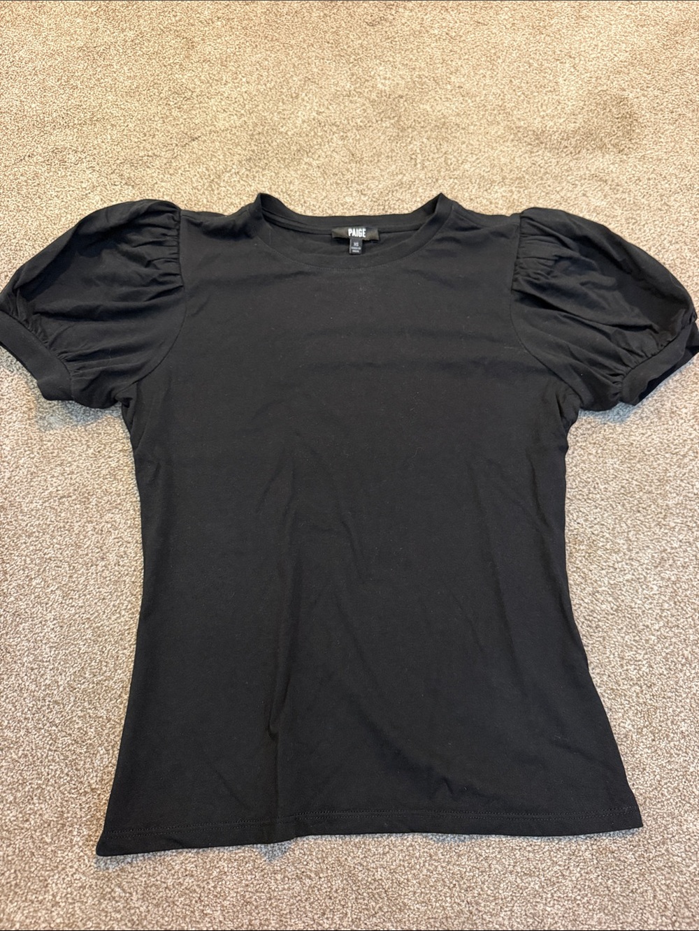PAIGE Black Puff-Sleeve Crewneck Tee